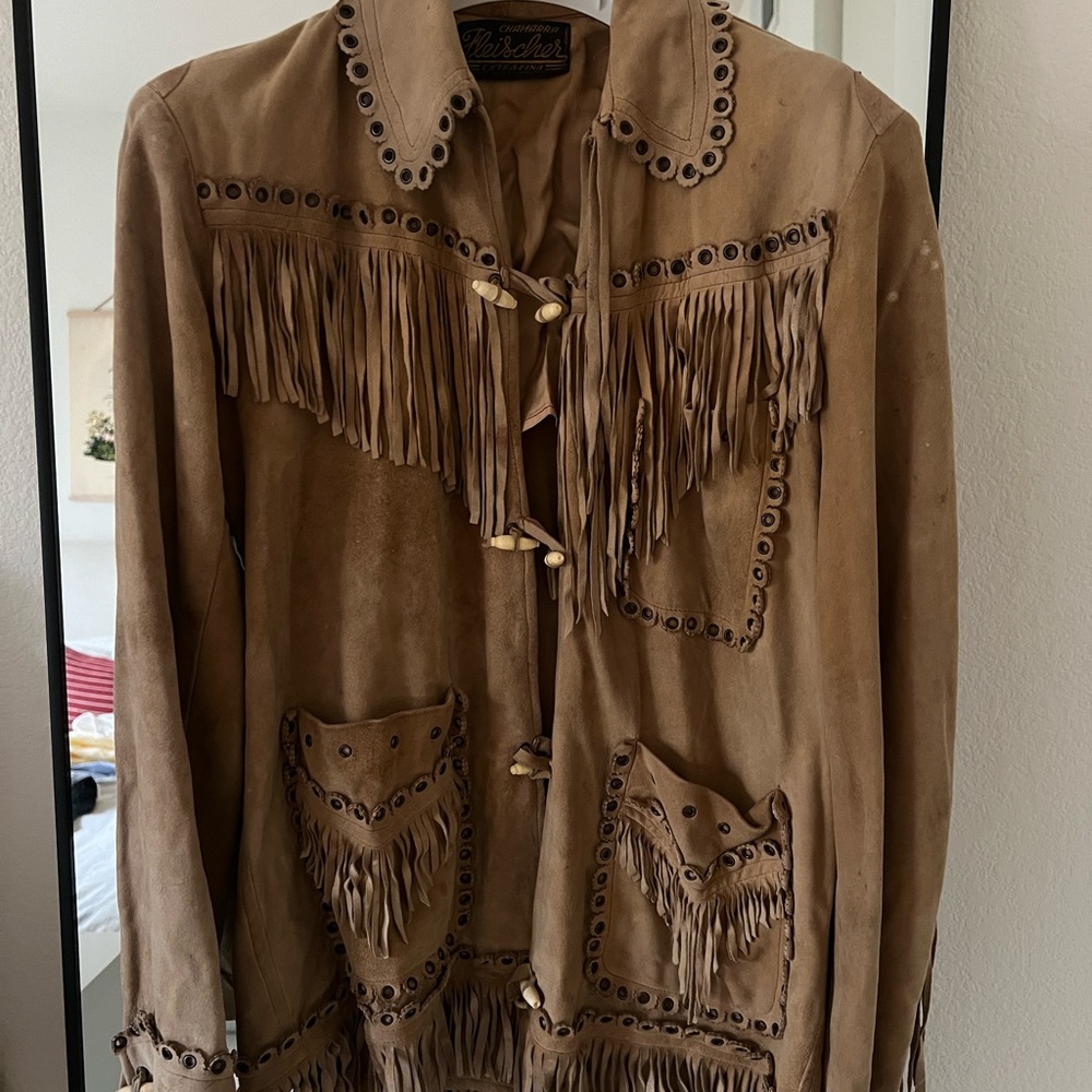 Vintage suede fringe leather jacket